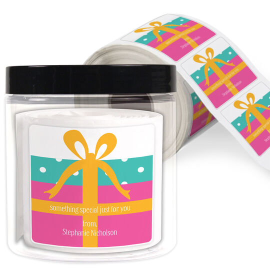 Gift Box Square Gift Stickers in a Jar